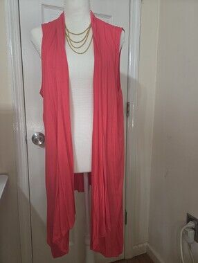 Azules Coral Sleeveless Draped Knit Duster